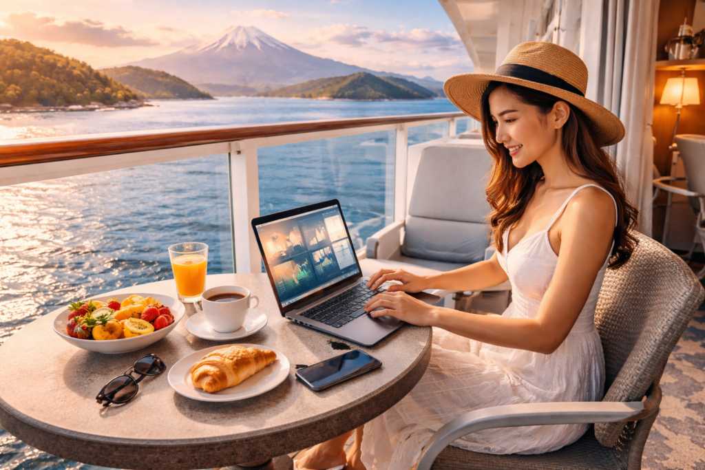 digital nomad làm việc trên du thuyền